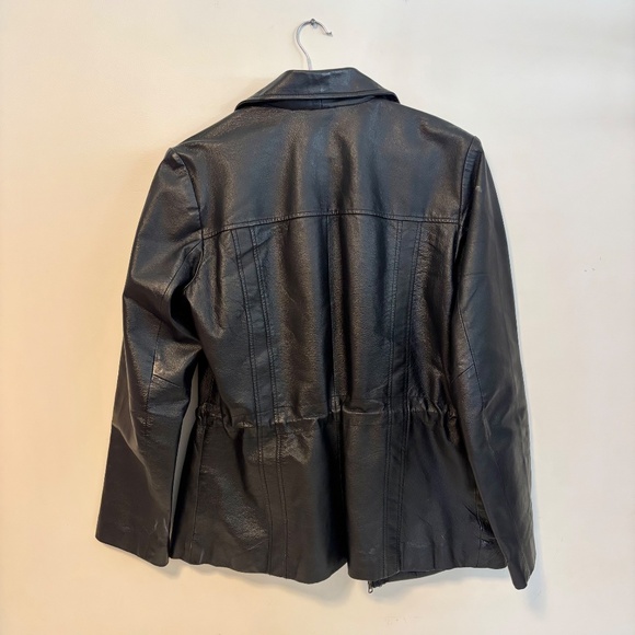 G III New York Collared Full Zip Genuine Leather Jacket Black Womens Size Small - Picture 2 of 3